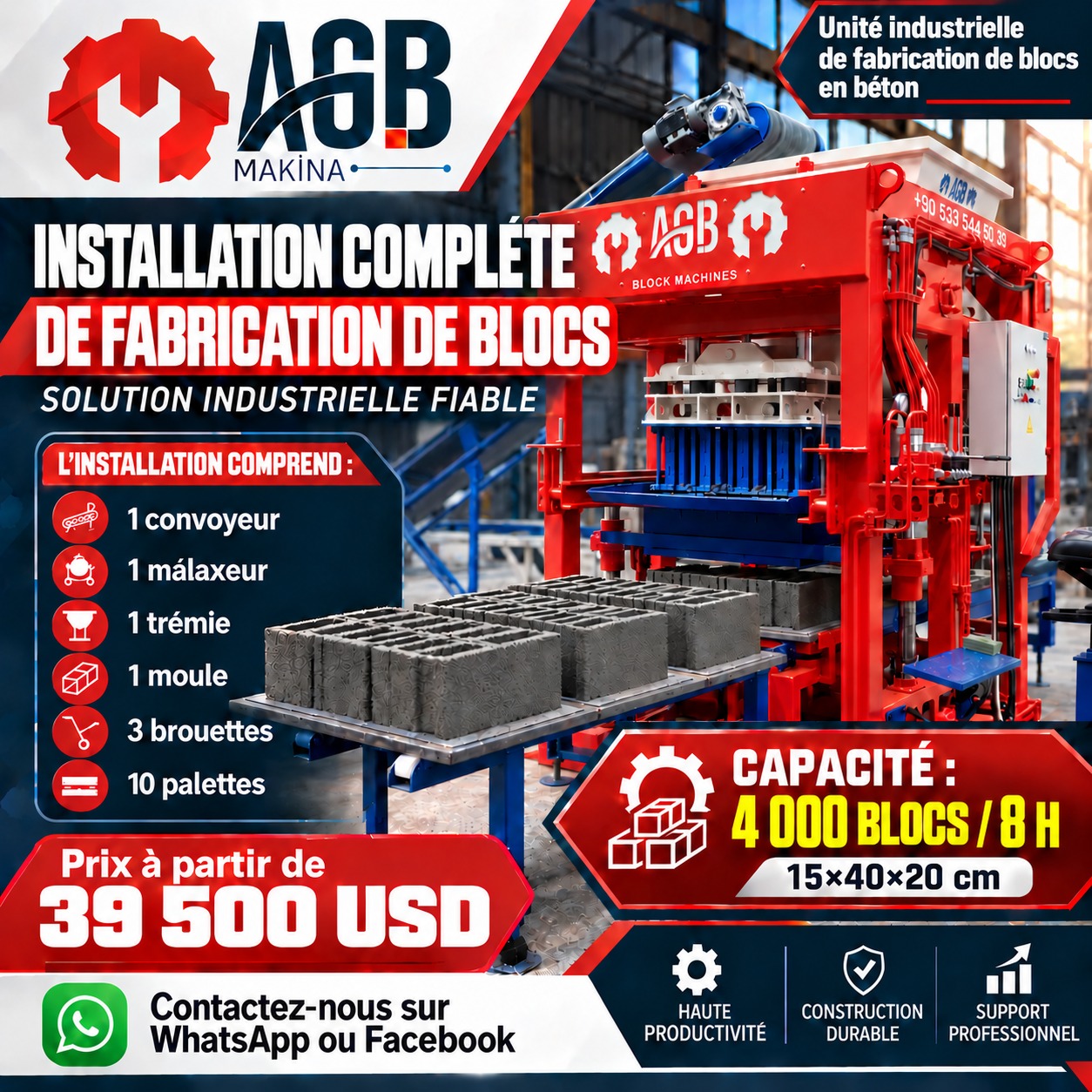 Machine de Fabrication de Parpaing Semi-Automatique